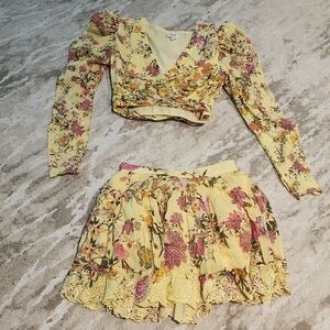 HEMANT & NANDITA Yellow Skater Top